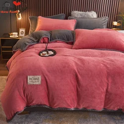 Winter Plush Couple Bed Duvet Cover Bedspreads for Double Bed Velvect Warm Soft Nordic Couple Bed Quilt Cover Pink 150 220x240