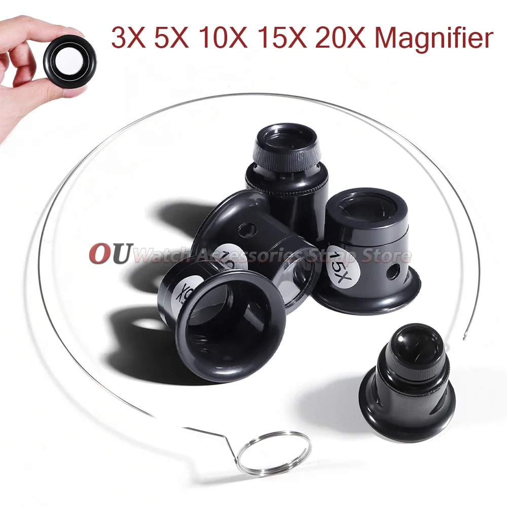 5X 10X 15X 20X Magnifying Glass Clip on Magnifier Watchmaker Jewelry 4Pcs Watch Repair Tools Magnifying glass kit Service tool
