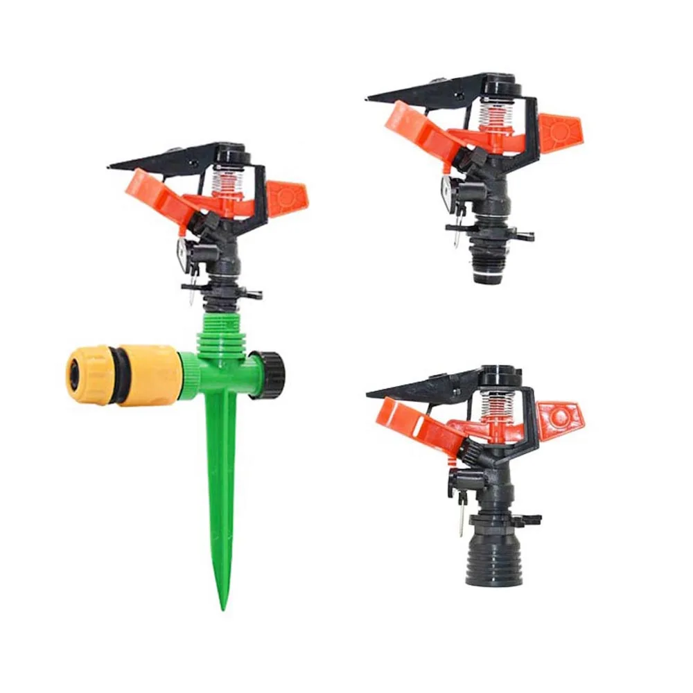 Adjustable Garden Lawn Sprinkler With Nozzle Holder Rotating Sprinkler Rocker Nozzles Garden Irrigation Watering 1/2