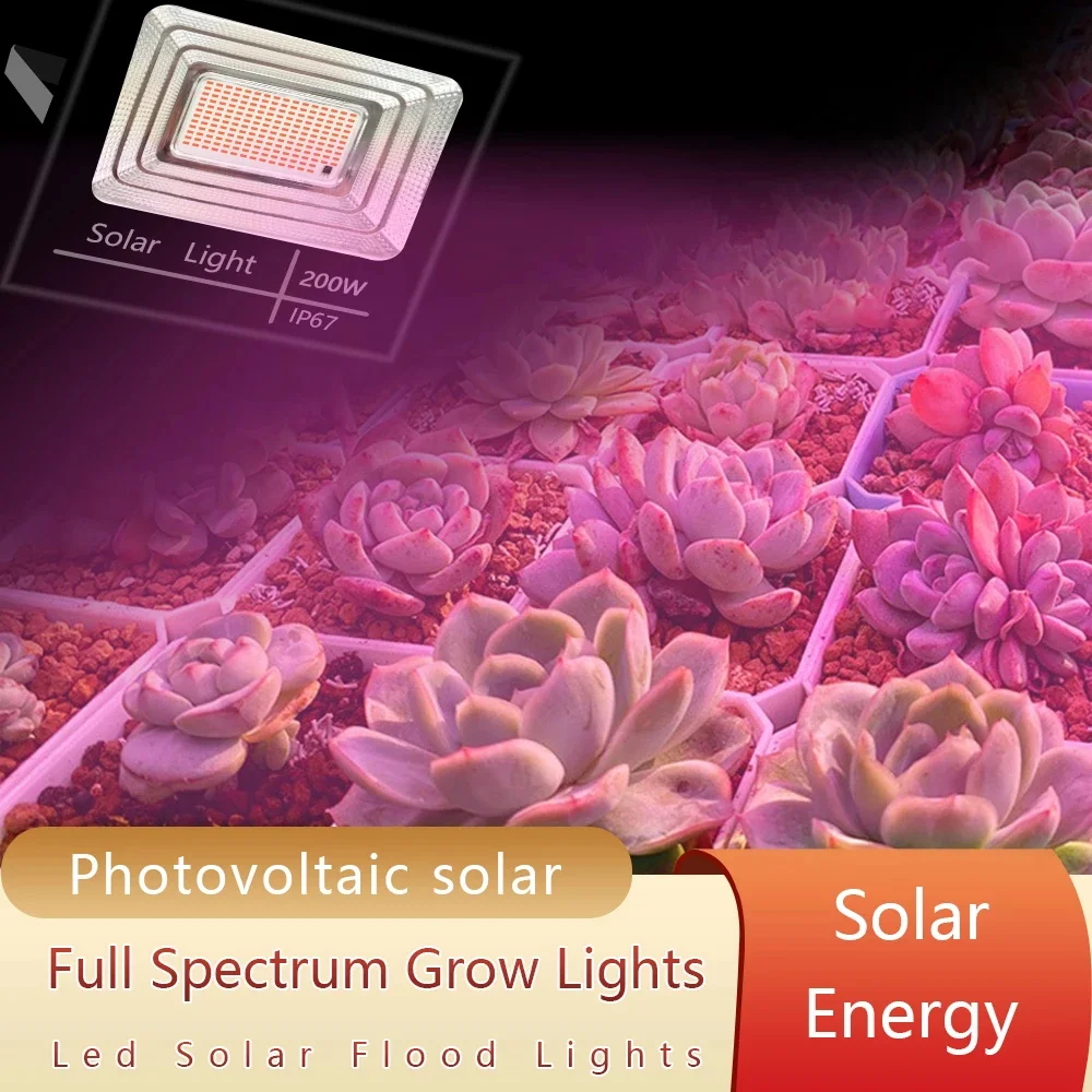 Full Spectrum LED Grow Light Waterproof Phytolamp Solar Floodlight Plant Lamp with Remote for Greenhouse Hydroponic Seeding
