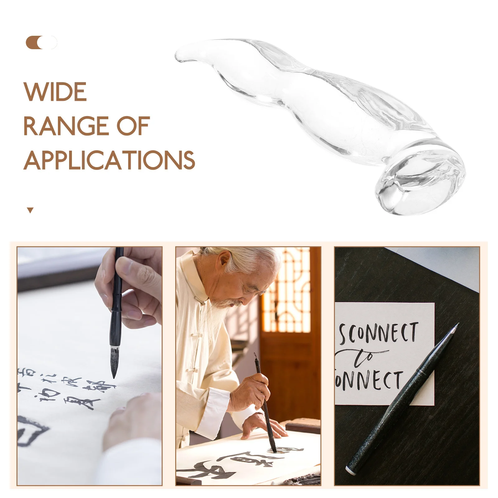 

Glass Calligraphy Brush Holder Pen Rack Writing Brush Rest Transparent Stable Pen Stand for Desk Office School Home