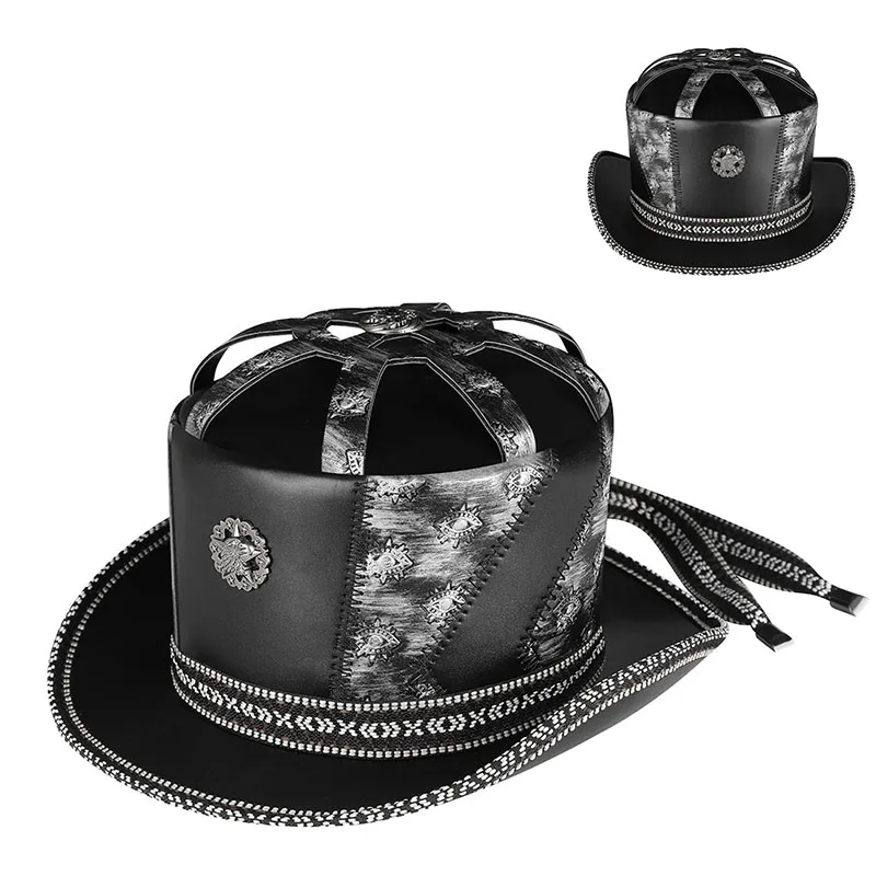 New Vintage Medieval Steampunk Hat Punk Magic Knight Vikings Pirate Cosplay Gothic Men Leather Hat Halloween Anime Prop Headgear