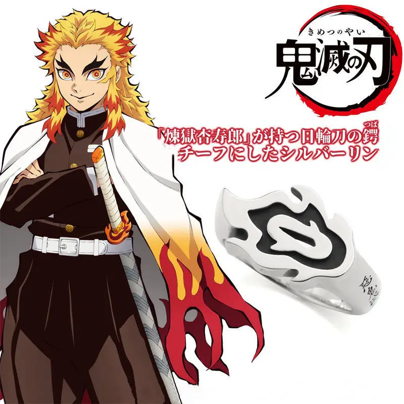 Anillo de Cosplay de Anime Demon Slayer, accesorios de joyería para amantes de Kanroji Mitsuri, espada Kimetsu no Yaiba Cos Iguro Obanai