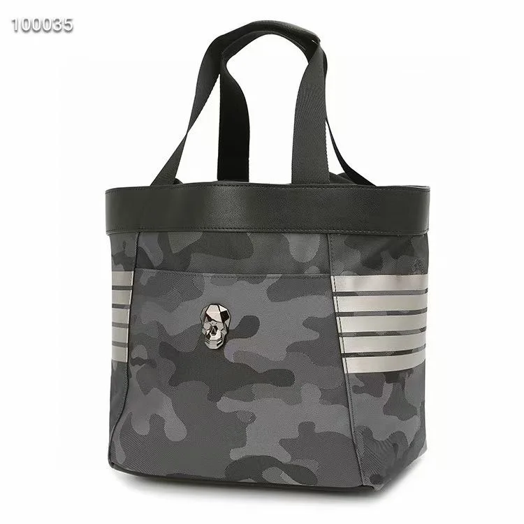 

2025 Golf Tote Bag Military Camo Print with Metal Skull Charm, Unisex Sports Travel Gym Carryall,
