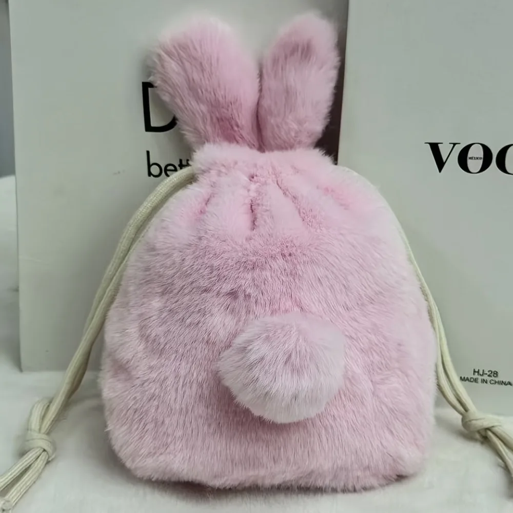 Faux Soft Lining Faux Makeup Bag Zipper Closure Fluffy Texture Large Capacity Bag Large Capacity Compact Size