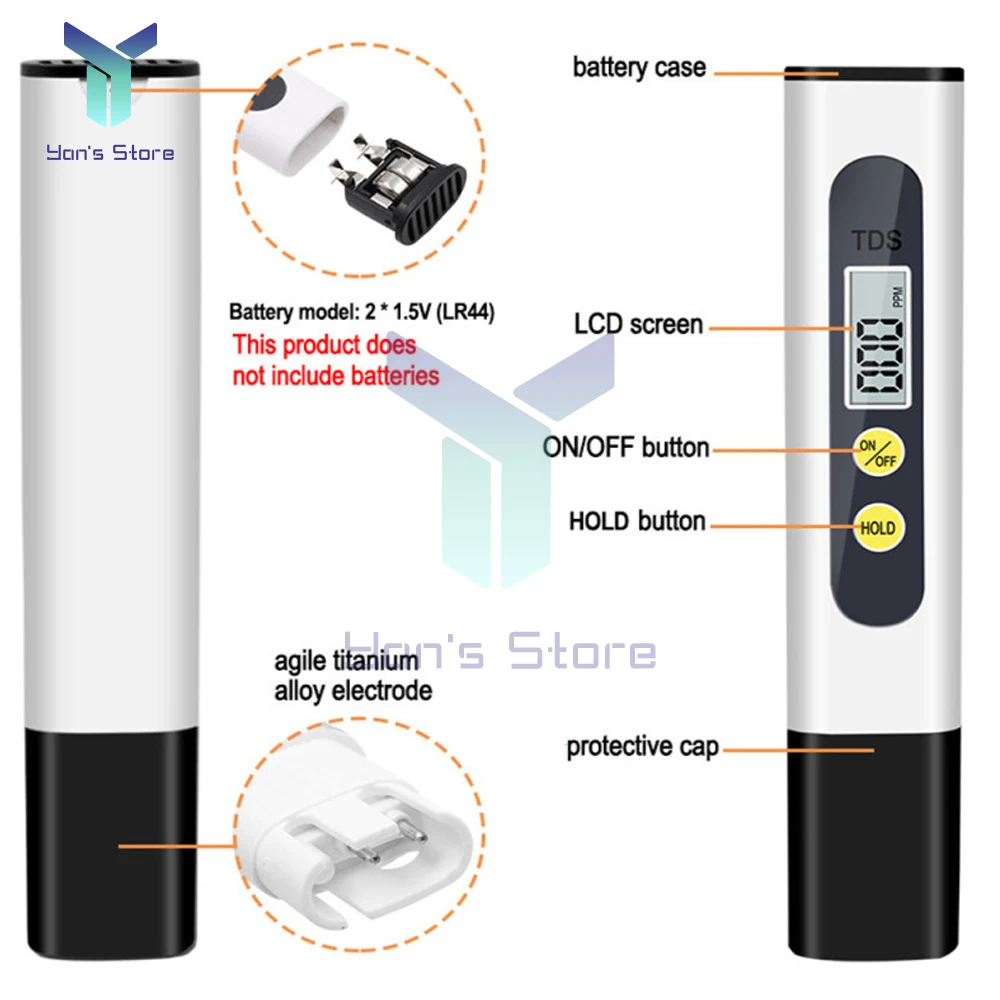 เครื่องทดสอบน้ำดิจิตอล TDS เมตรตัวกรองตรวจสอบคุณภาพน้ำดื่ม0-9999ppm ทดสอบสระน้ำไฮโดรโปนิกส์ในตู้ปลา