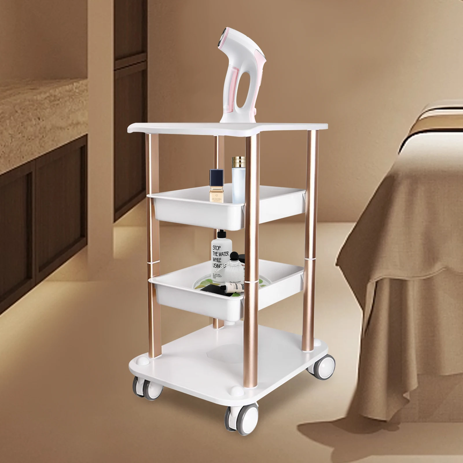 4-Layer Salon Rolling Trolley Cart Beauty Machine Salon SPA Organizer 150KG