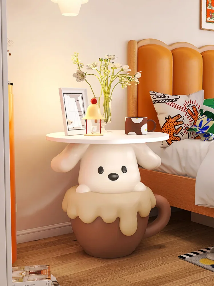 Creative bedside table home bedroom storage modern simple cream style cartoon teacup dog cute children's room sideboard