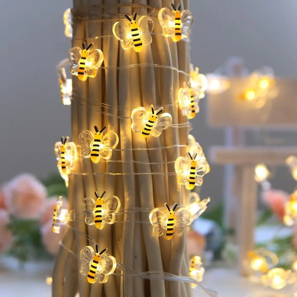 Schattige Kleine Bij LED Lichtslingers 2m 20LED Plastic Bijen Fairy Lichtslingers Waterdichte Bee Bloem Lichten Tuin Patio Slaapkamer