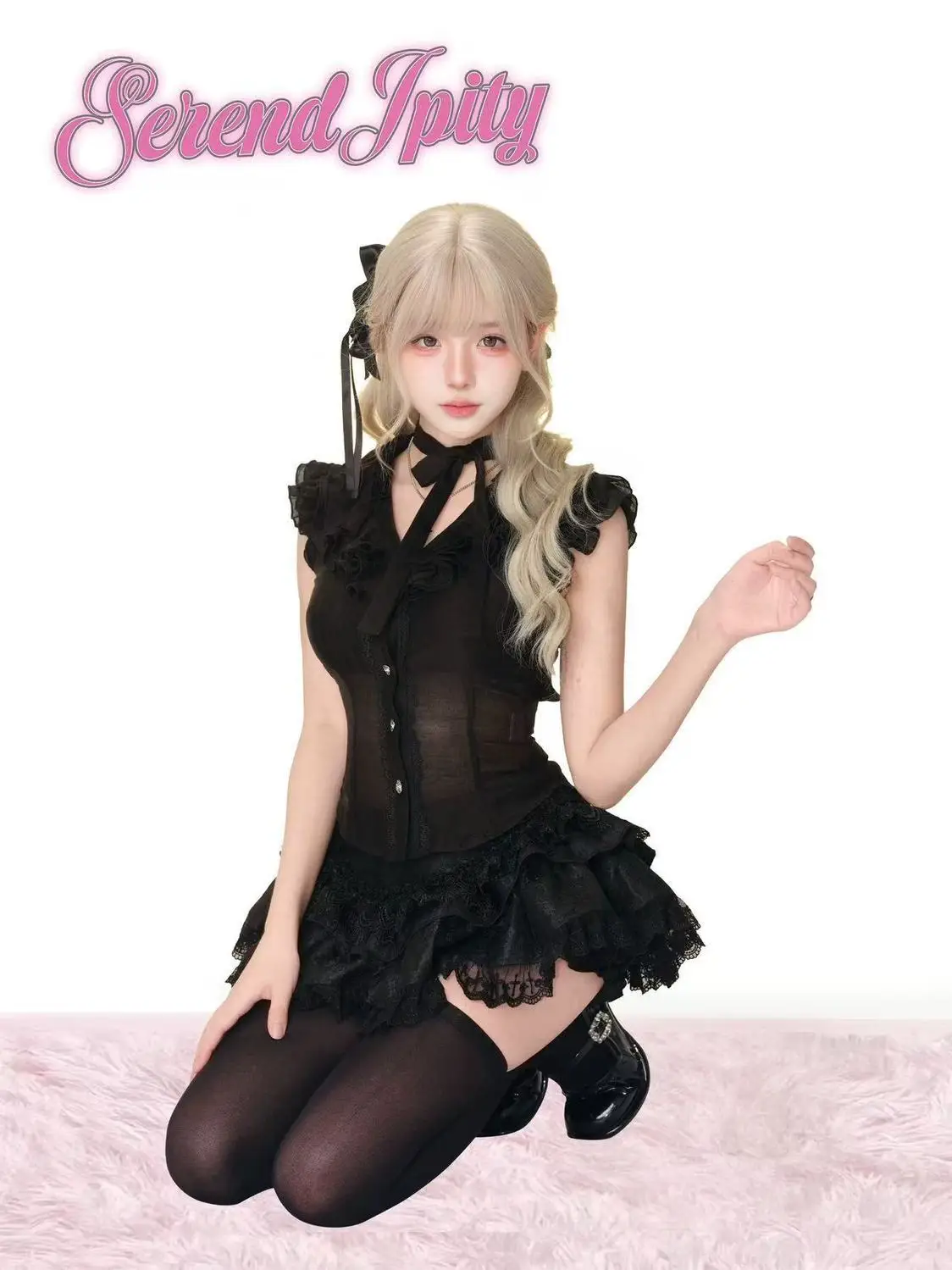 

Черный готический винтажный элегантный комплект из 2 предметов для женщин Y2k, сексуальный дизайн Лолиты, мини-юбка, костюм, женский шикарный наряд принцессы на Хэллоуин