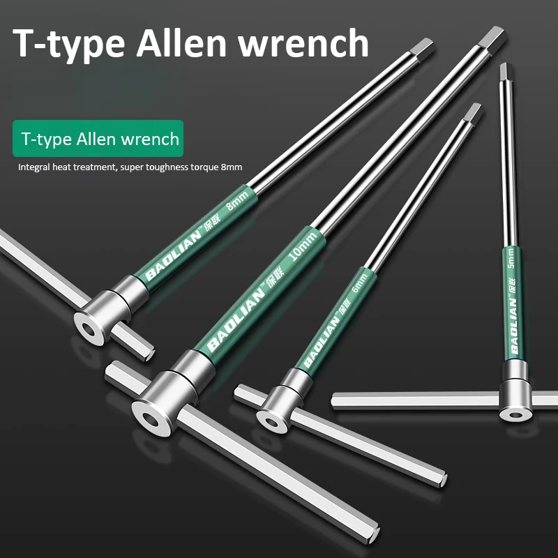 T/L 2/2.5/3/3.5/4/5/6/8/10mm Torx Screwdriver T Type Allen Hex Wrench Chrome Spanner T-shaped Hand Tool Extended T-Socket Wrench