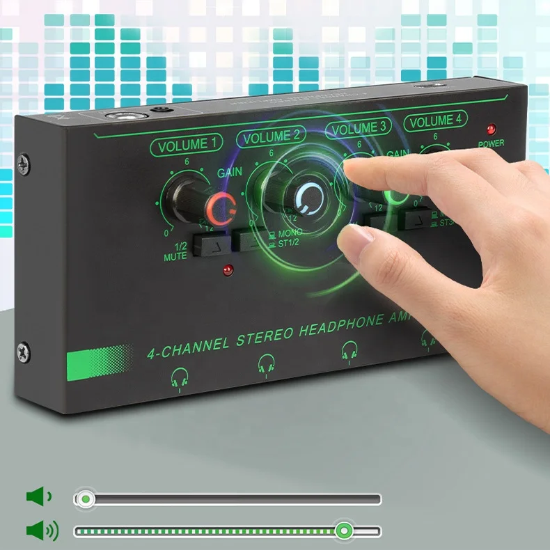 عشرة عناصر TLF Xtuga EH04 مضخم ضوت سماعات الرأس المدمج ذو 4 قنوات للمسرح والاستوديوهات