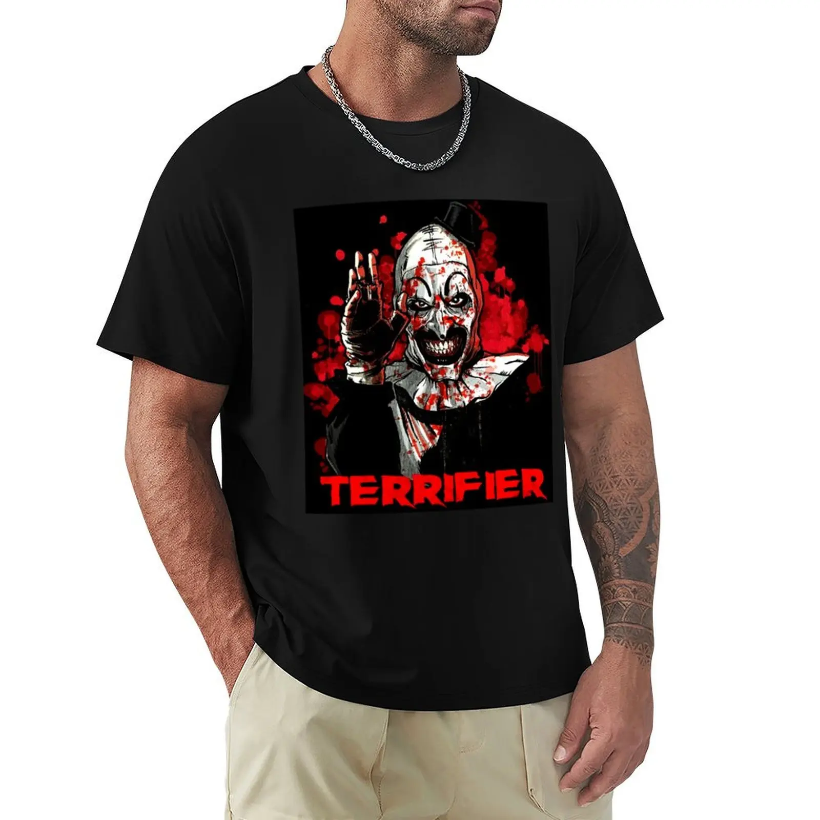 

Great Model Terrifier Movie Horror Art The Clown Awesome For Movie Fan T-Shirt Simple Print Design T-Shirt