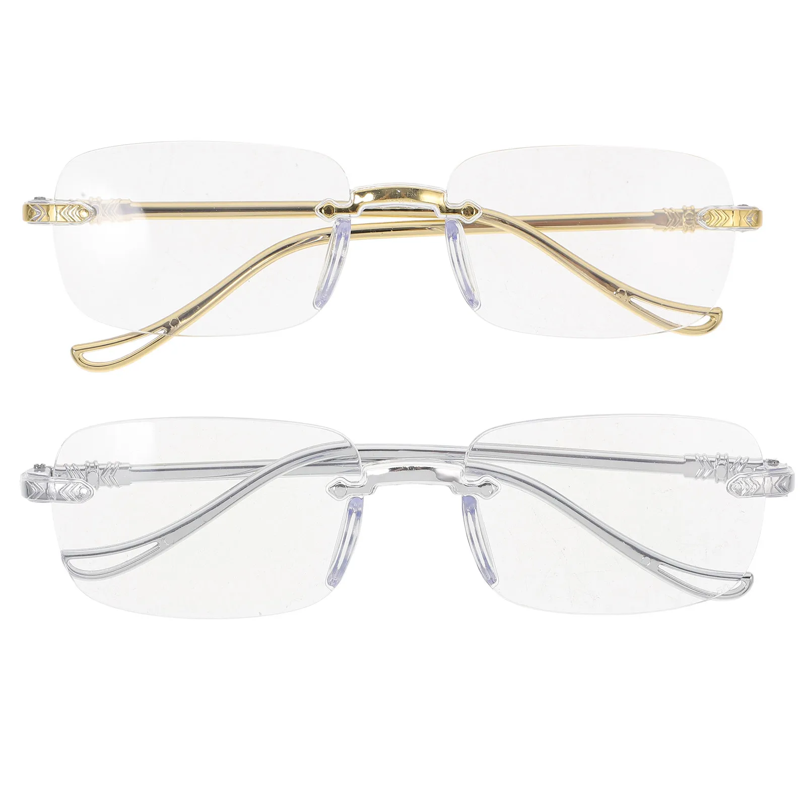 2Pcs Smart Auto Focus Reading Glasses Lightweight Rimless Design Blue Light Blocking Computer Eyeglasses Presbyopia Adjustable