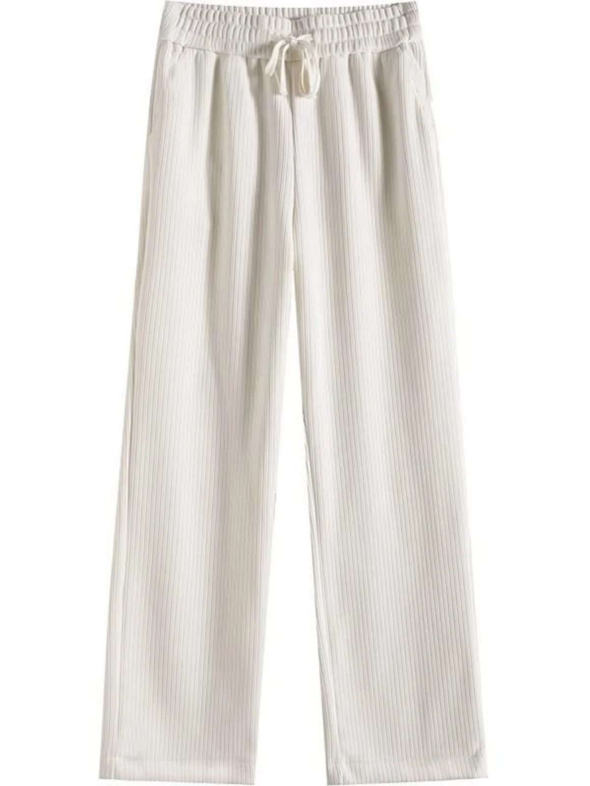 بنطلون نسائي واسع الساق من القطيفة المبطنة بصوف الحملان، سميك وعصري للخريف والشتاء، دافئ ومستقيم القصة