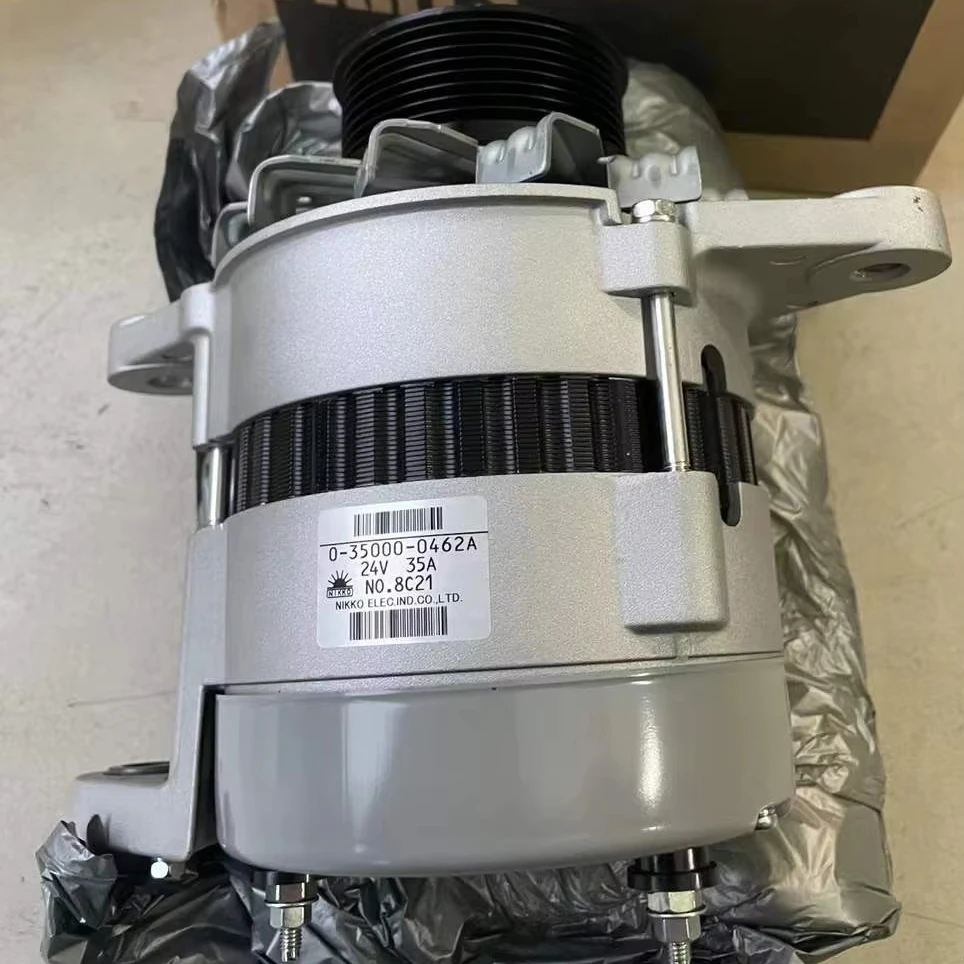 Picture 4: Factory-installed 24V AC Generator for Komatsu 6D114 Excavator Engine and Komatsu 6D114 Generator.