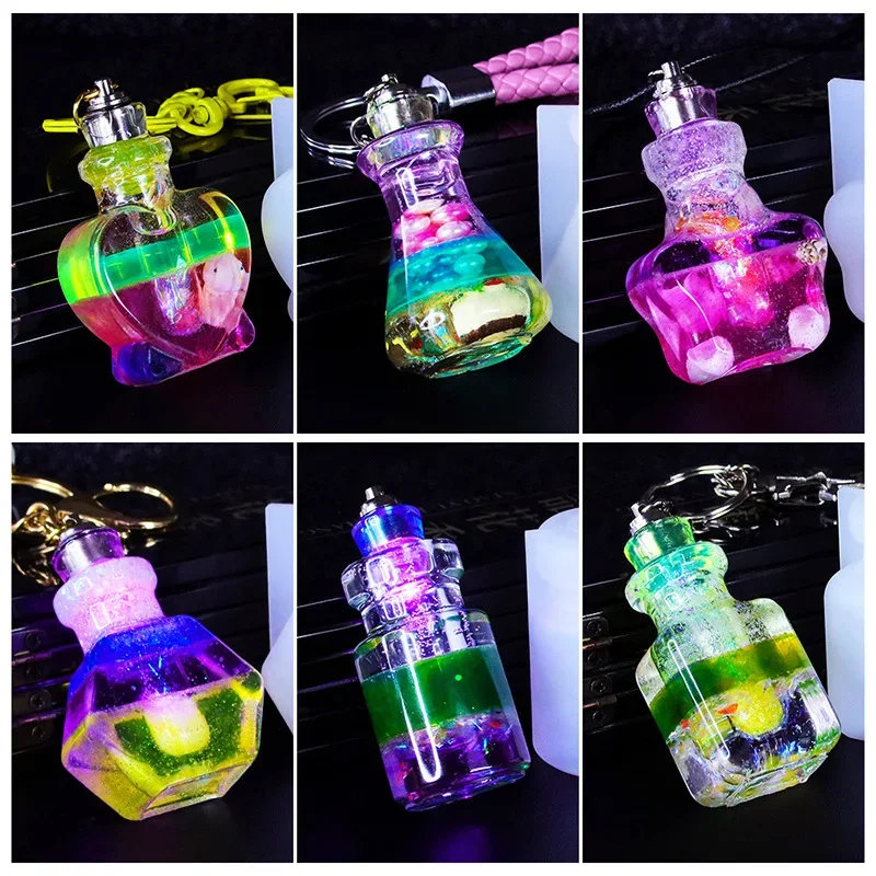 Drifting Bottle Crystal Epoxy Resin Mold DIY Wishing Bottle Light Bulb Night Light Aromatherapy Bottle Quicksand Silicone Mold