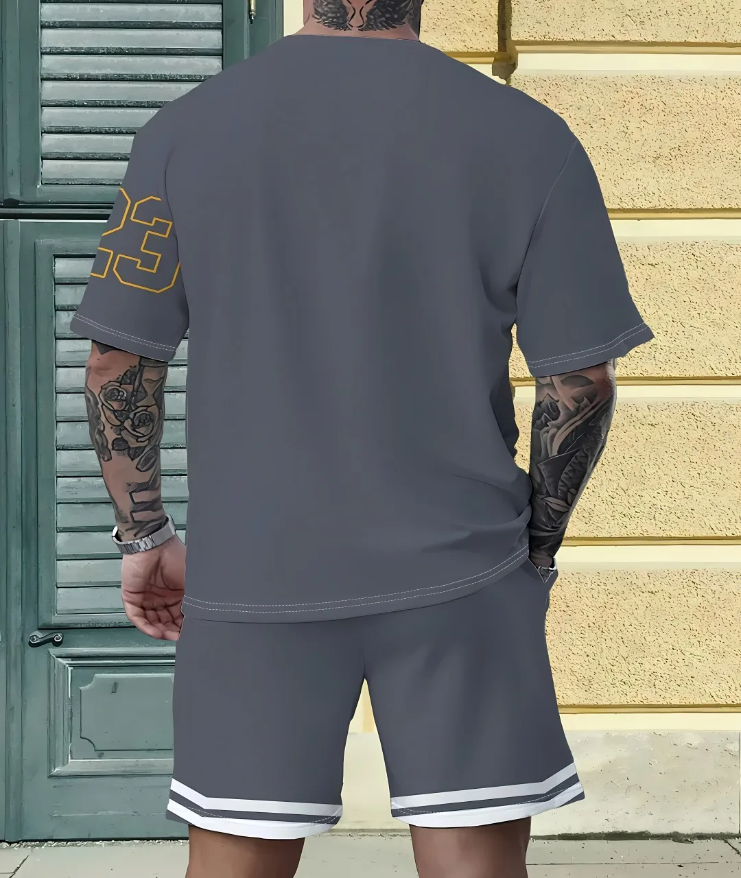 2025 Summer New men's casual sportswear breathable quick-drying round leading running and walking exercise clothes