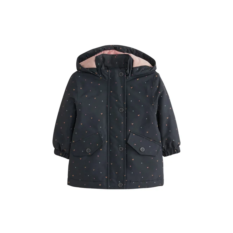 Autumn Winter New Hooded Printed Zipper Sweater Europ-America Style Thick Cute and Fashionable Coat Girls Jacket 2025