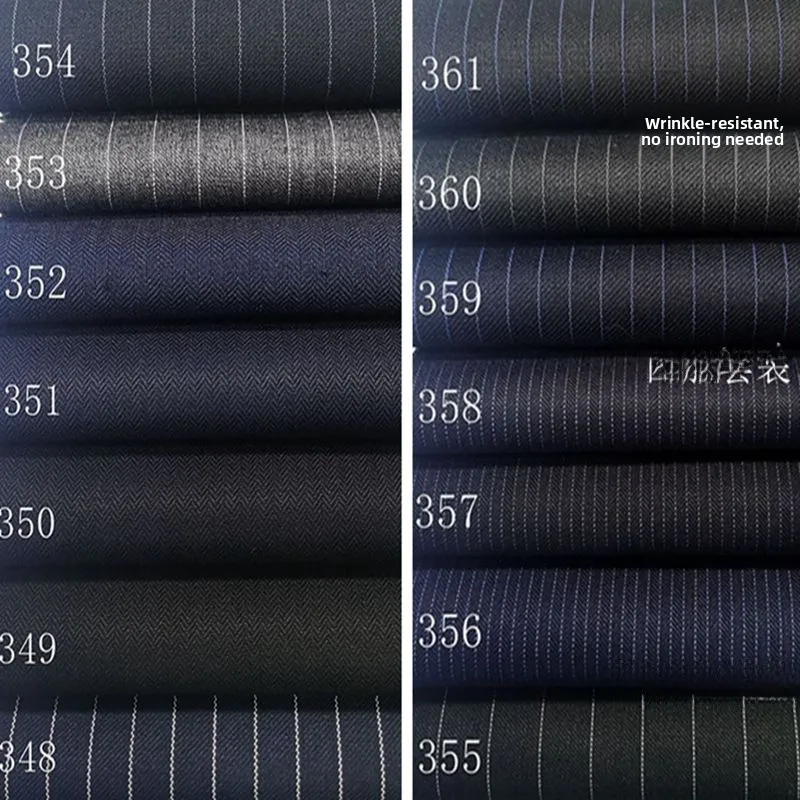

Anti-Wrinkle Deep Blue ey Small id Stripe Clothing Fabric Spring Autumn Suit Skirt Pants Profional Clothing Material