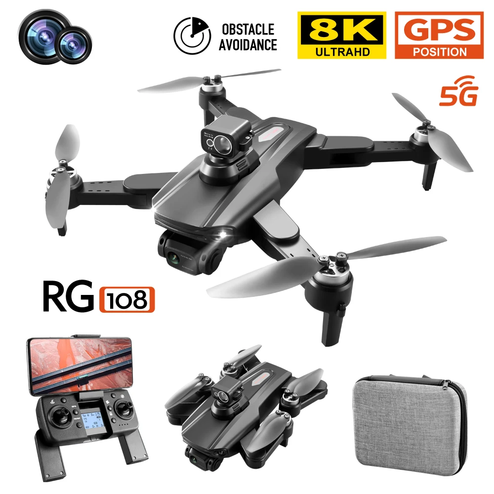 

RG108 High-end Professional Quadcopter Professional Obstacle Avoidance Camera 8K Anti Shake Dual Camera Brushless Motor GPS 2024