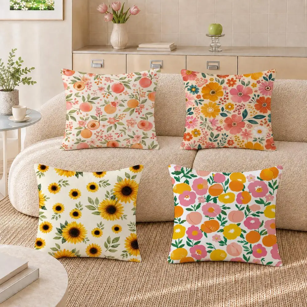 Fresh Cottage Floral Pattern cute Cushion Cover Pillowcase Sofa Living Room Home Gift Office Decor Protective Covers