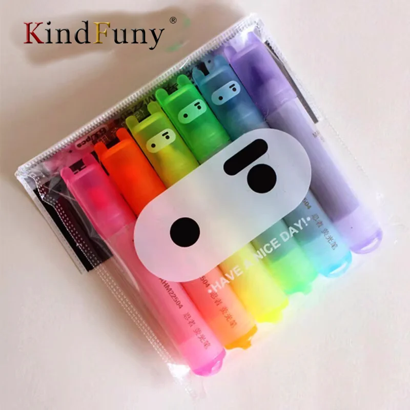 6PCS/Set Rabbit Mini Fluorescent Highlighter Pen Kawaii Chalk Marker Pens  Stationery Material Escolar Papelaria  School Supplie