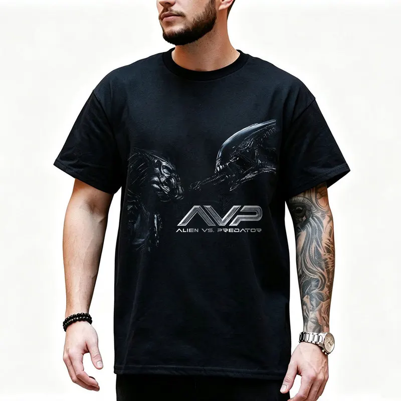 AVP Alien vs Predator Graphic T‑Shirt Xenomorph Yautja 80s Sci‑Fi Horror Movie Tee Unisex Short Sleeve Fan Gift Streetwear Tops