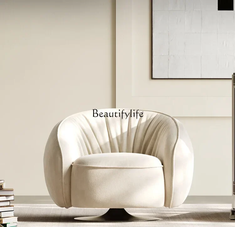 

LJYRotating Single Sofa Light Luxury Lazy Recliner Balcony Cream Style Leisure Chair