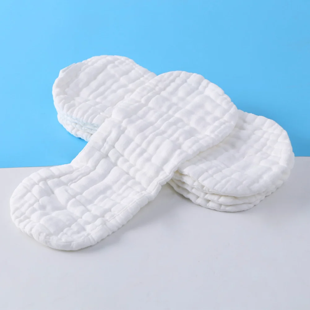 5pcs White Pure Cotton Washable Baby Diapers 35x15cm Newborn Cloth Diapers Muslin Burp Cloths Neutral Urine Pad Booster Pads