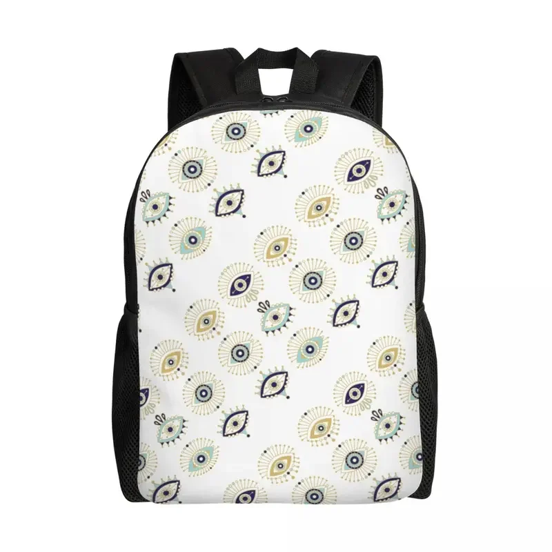 Colección personalizada de mal de ojo turco en mochila blanca, bolsa de libros de moda para la Escuela Universitaria, amuleto Nazar, bolsos bohemios Hamsa