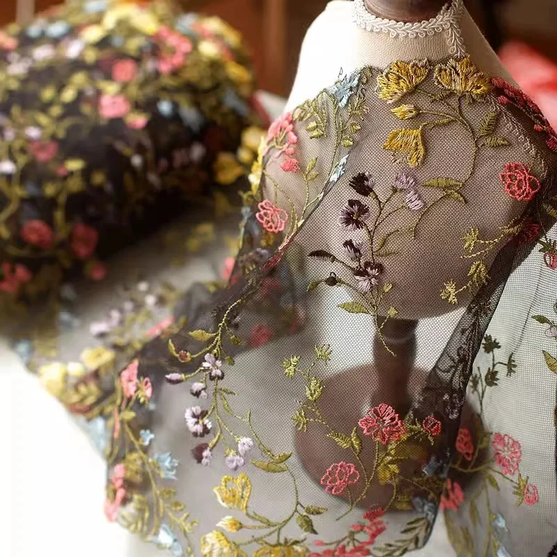 1/3 Yard Lace Screen Bottom Polyester Yarn Pressed Fabric DIY Flower Embroidery Lace Accessories Curtain Sofa Cushion Decoration