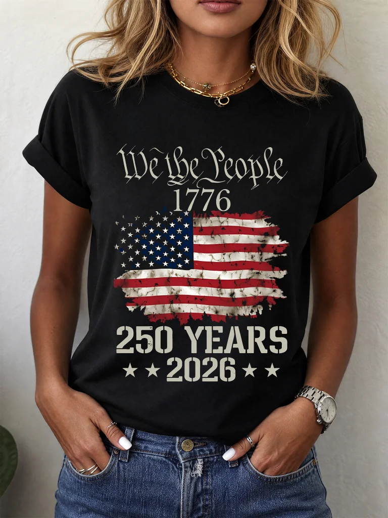1776 T-shirt 250th Anniversary 1776-2026 American Flag Patriotism Independence Day Casual Shirt Breathable and Comfortable T