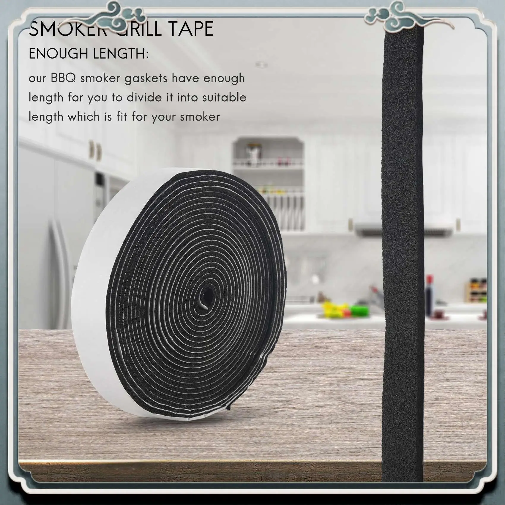 BBQ Smoker Gasket Self Stick Grill Tape High Temp Grill Seal Self Stick Gasket 2 Pack Top-Rated