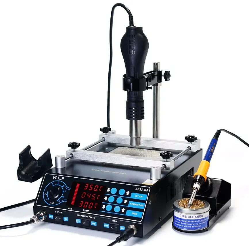 WEP 853AAA 3-in-1 Digital SMD Soldering Equipment, Preheat BGA Rework Station