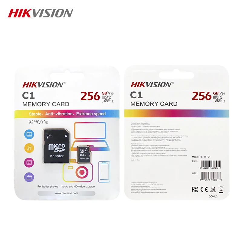 HIKVISION Micro SDXC Card MicroSD 8GB 16GB 32GB V30 Class10 with Adapter TF Card Original SDHC Flash C1 Memory Card for Phone