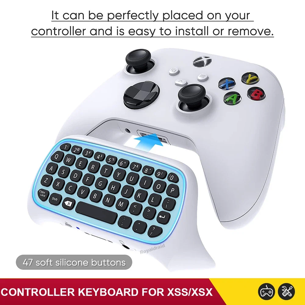 Controller Keyboard for Xbox Series X/S/One/One S Wireless Chatpad Gaming Keypad with USB Receiver With 3.5mm Audio Jack