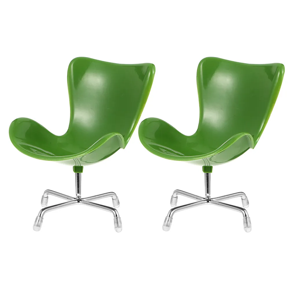 

2 шт. миниатюрных пластиковых стульев-кресел с поворотным механизмом, реалистичный вид, гладкая поверхность, для детской фантазии, креативного декора, микроландшафта