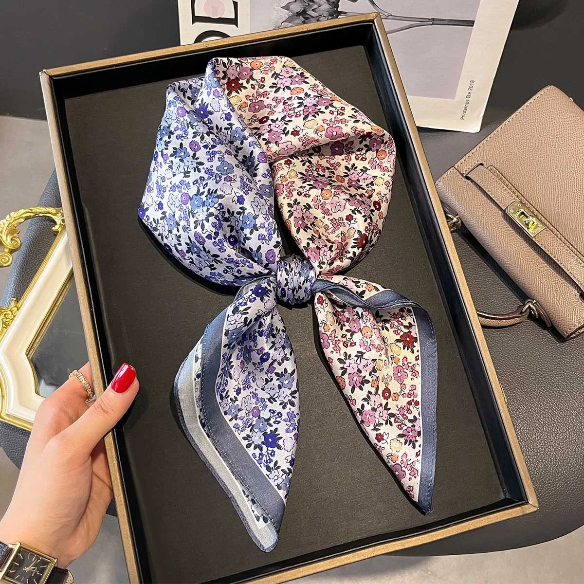 

100% Pure Silk Scarf Women Foulard High Quality Square Female Mulberry Fashion Neckerchief Shawl Wraps Hijab Bandana Scarves