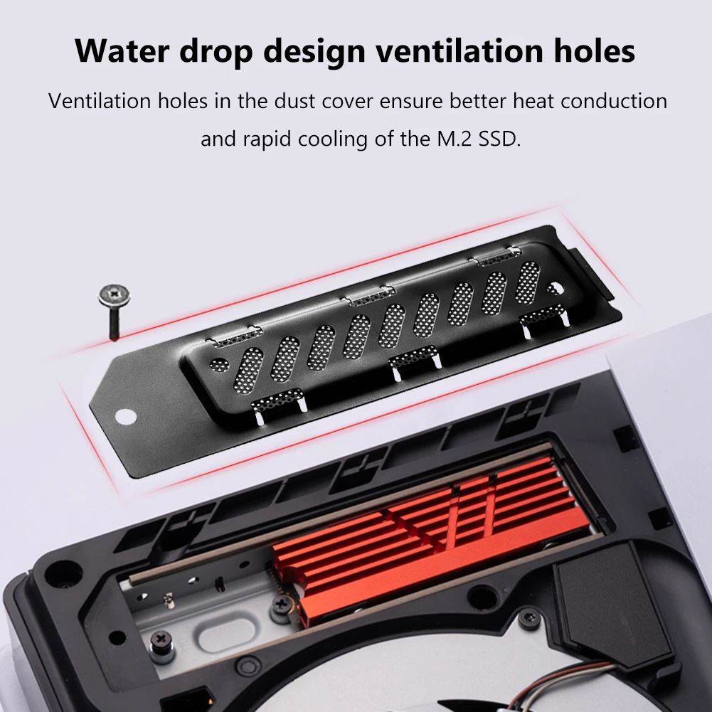 SSD Heatsink Dust Cover Radiator Dust Cover Breathable Hole Cooling and Dust Proof for PS5 Slim M.2 NVMe 2280 SSD Expansion Slot view 5