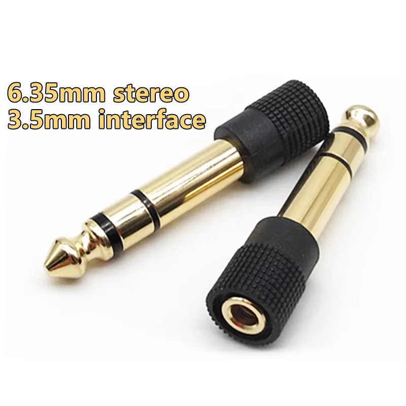 Microphone Speaker Plug Audio 6.35mm Male Plug to jack 3.5mm 3Poles Gold Plated Female Socket Speaker Adapter