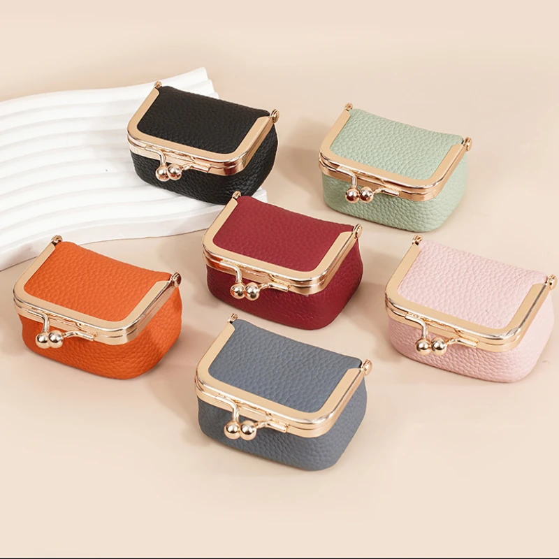 

2025 New Women'S Coin Purse Leather Mini Earrings Ring Necklace Jewelry Box High Sense Small Coin Jewelry Bag