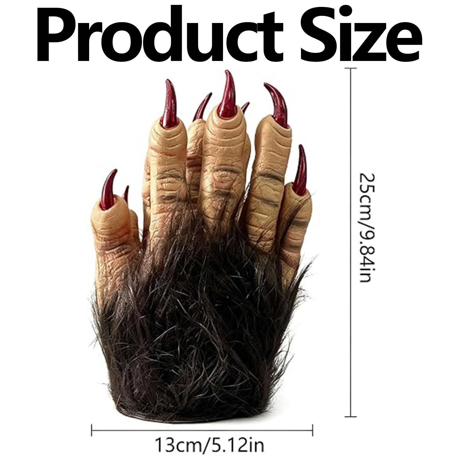 1Pair Scary Gloves with Faux Fur Halloween Costume Props Accessories for Role-playing Theme Party Masquerade Carnival 6