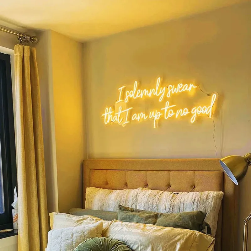 Custom Neon Sign Bedroom Wall Art Decor I solemnly swear that i am up to no good LED Neon Sign Neon Decorations Light Gift