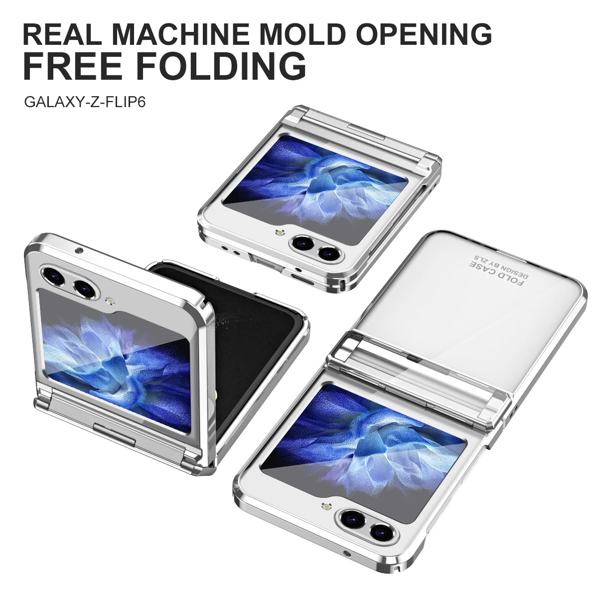 For Samsung Galaxy Z Flip 6 5 4 3 Case Luxury Transparent Electroplated With Folding Hinge Shockproof Protection Hard Back Cover