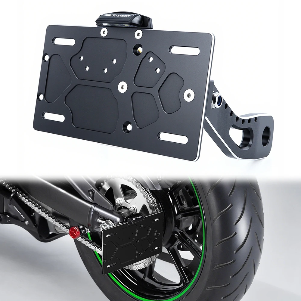 

Fit For Kawasaki Vulcan 650 S 2015-2025 Vulcan 650 S Caf 2017-2019 Motorcycle Side License Plate Holder Bracket With LED Light