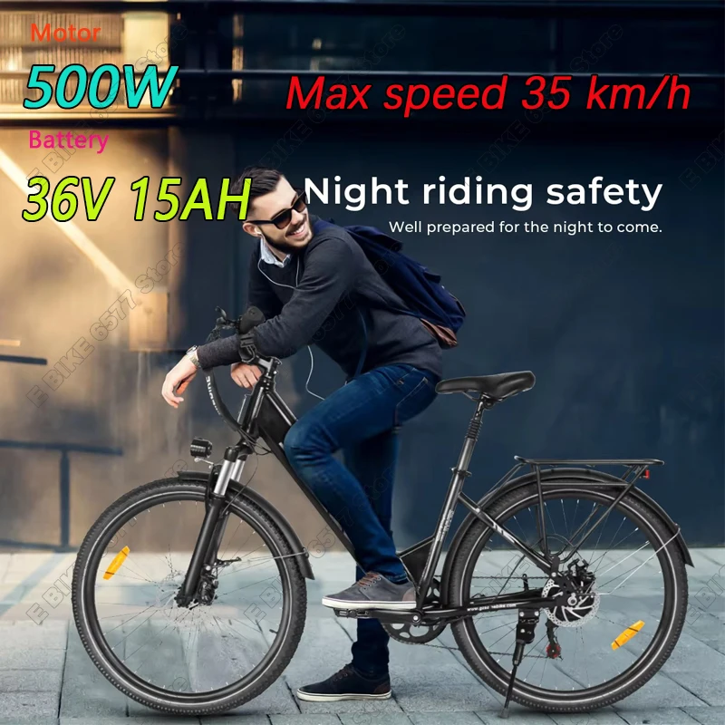 전기 자전거 SAMEBIKE RS-A01 Pro 500W 모터 36V 15Ah 리튬 배터리 26*2.1인치 타이어 전기 자전거 보조 주행용 E 바이크