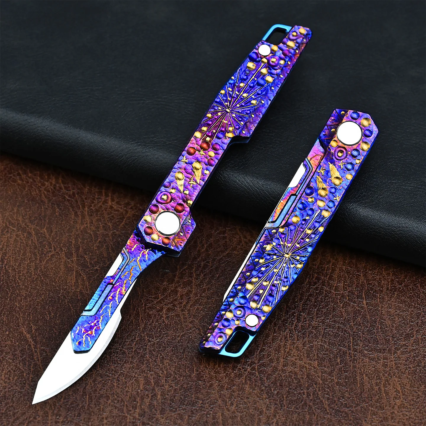 Star Sky Limited Edition Carved Titanium Alloy Art Knife Keychain Portable Disassembly Tool Expressive Collectible EDC