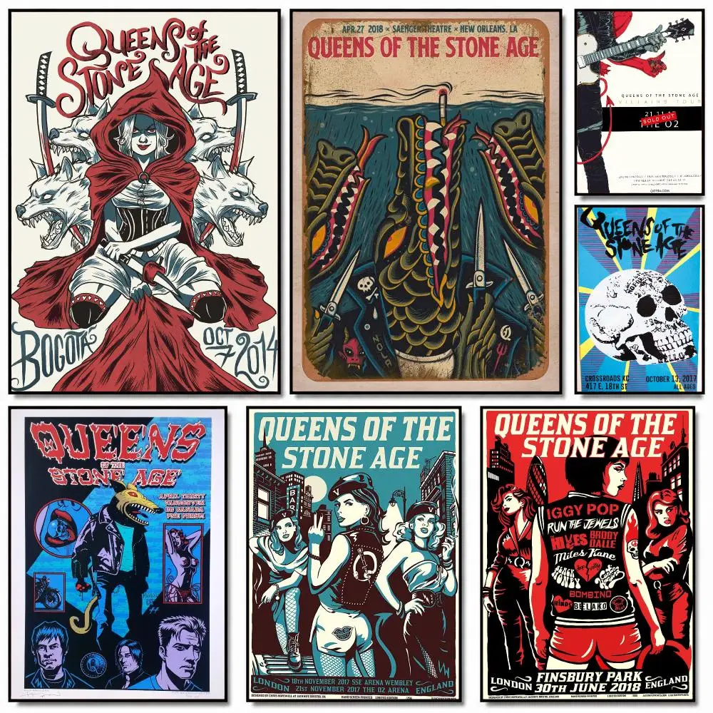 band Q-Queens of the Stone Age-E Painting Calligraphy Artwork for Home Bedroom Office Wall Decoration Gift