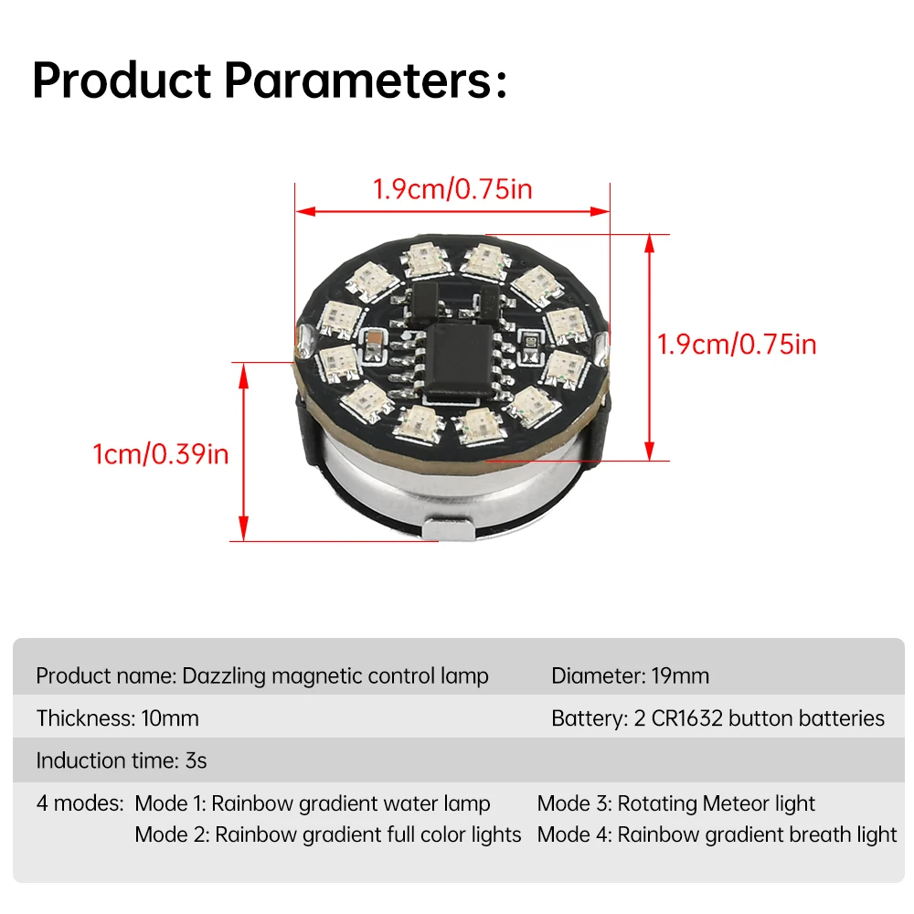 Magnetic Control Lamp Wireless LED Light Switch Colorful Breathe/gradient/rotate/flowing Lights W Battery Robots Sandtable Model